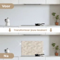 Lijnen - Waaier - Beige keuken achterwand spatscherm klein 900 -voor_na_NL