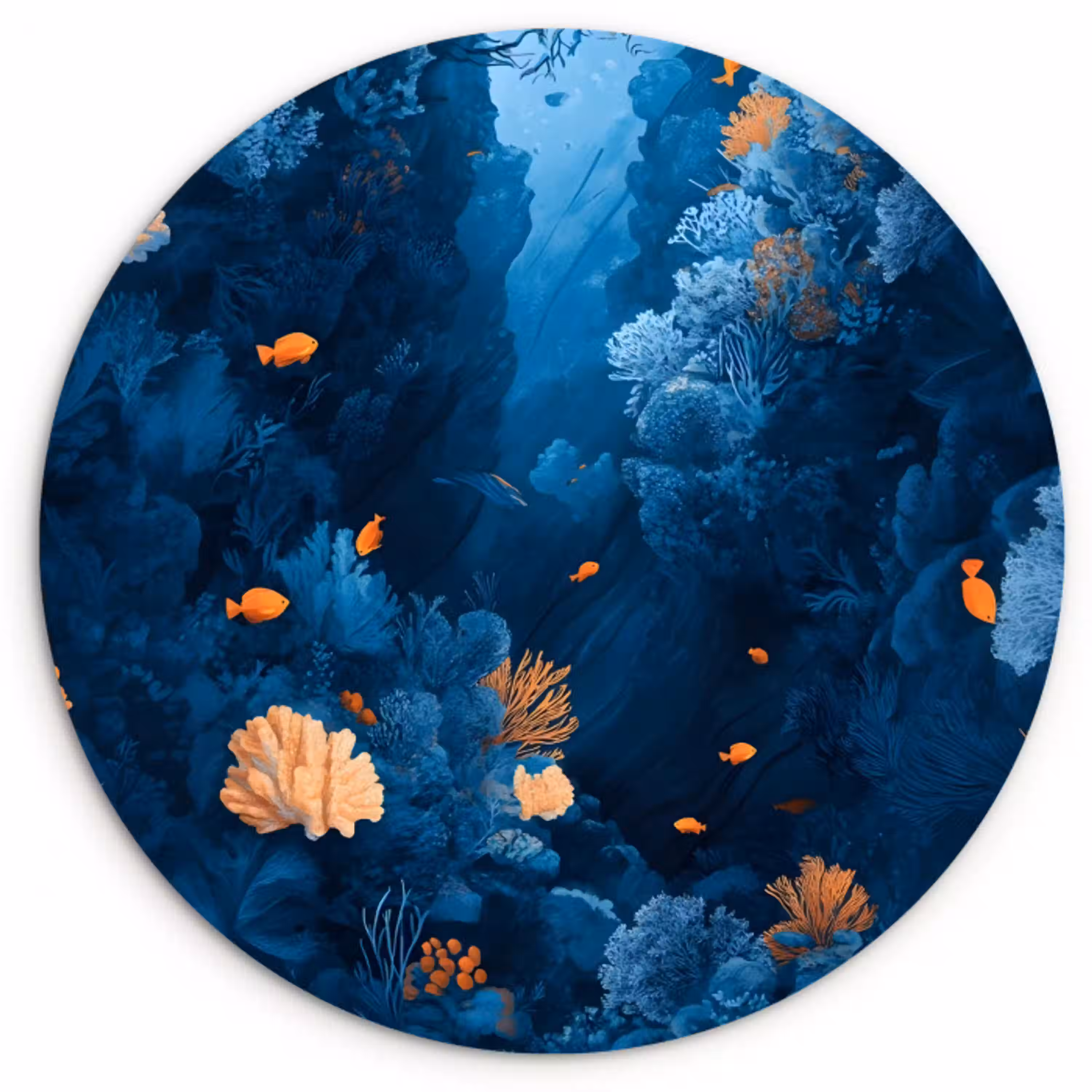 Koraalrif - Vissen - Oceaan - Blauw Wandcirkel plexiglas klein -3d