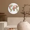 Wereldkaart - Bloemen - Subtiel Wandcirkel plexiglas klein -sfeer1