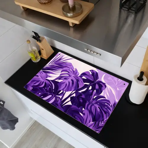 Bladeren - Paars - Tropisch - Abstract Inductie beschemer met haakjes klein -sfeer1
