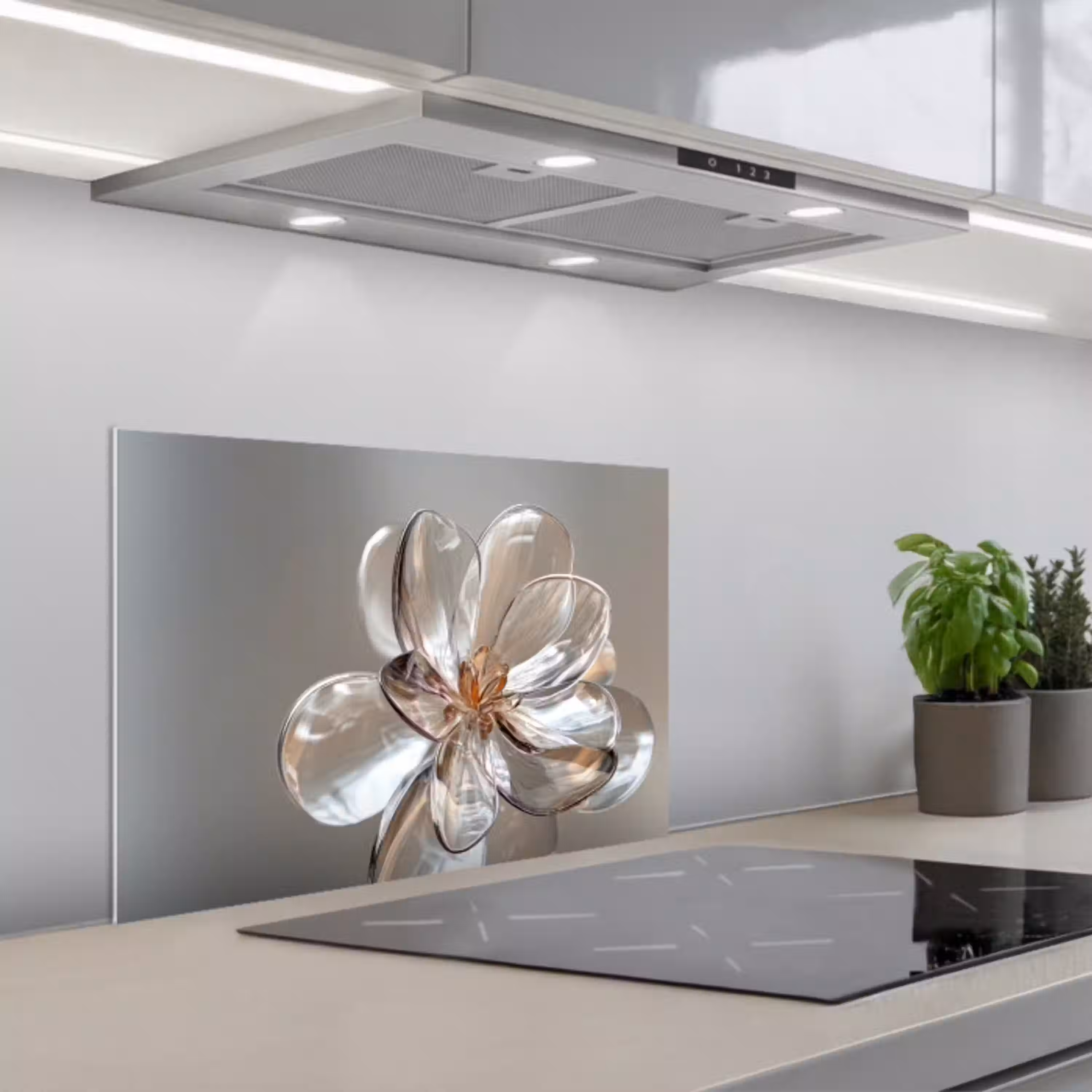 Bloem - Glazen - Doorzichtig keuken achterwand spatscherm klein -3d_schuin
