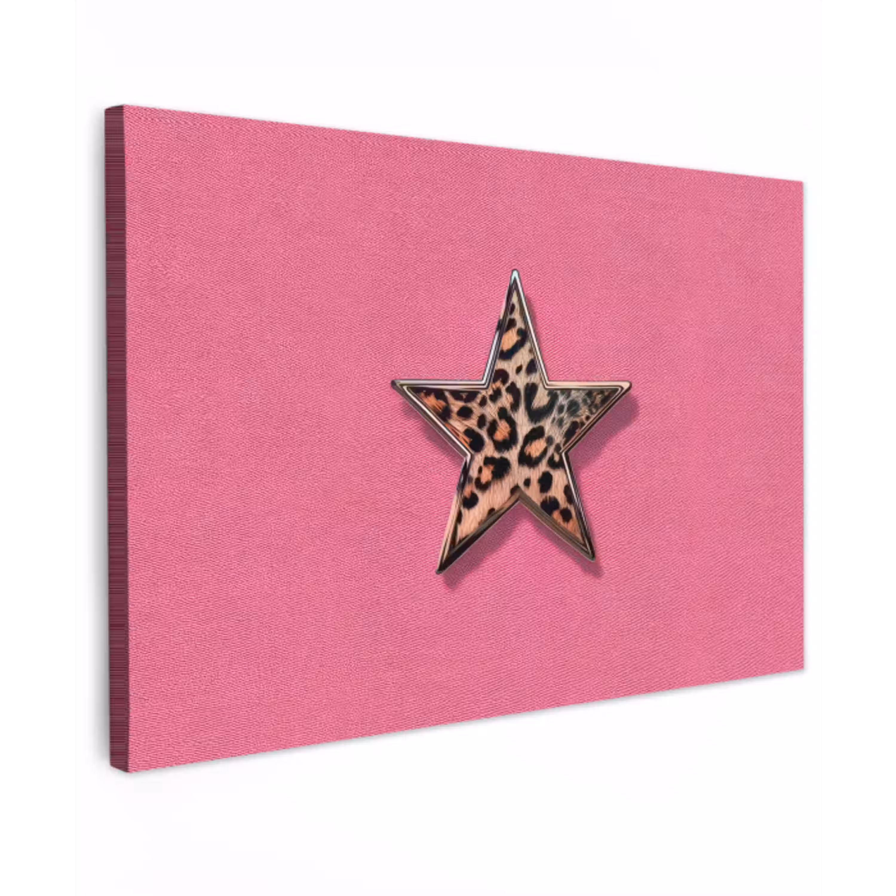 Ster - Luipaard - Print - Roze canvas 2cm klein -z3d