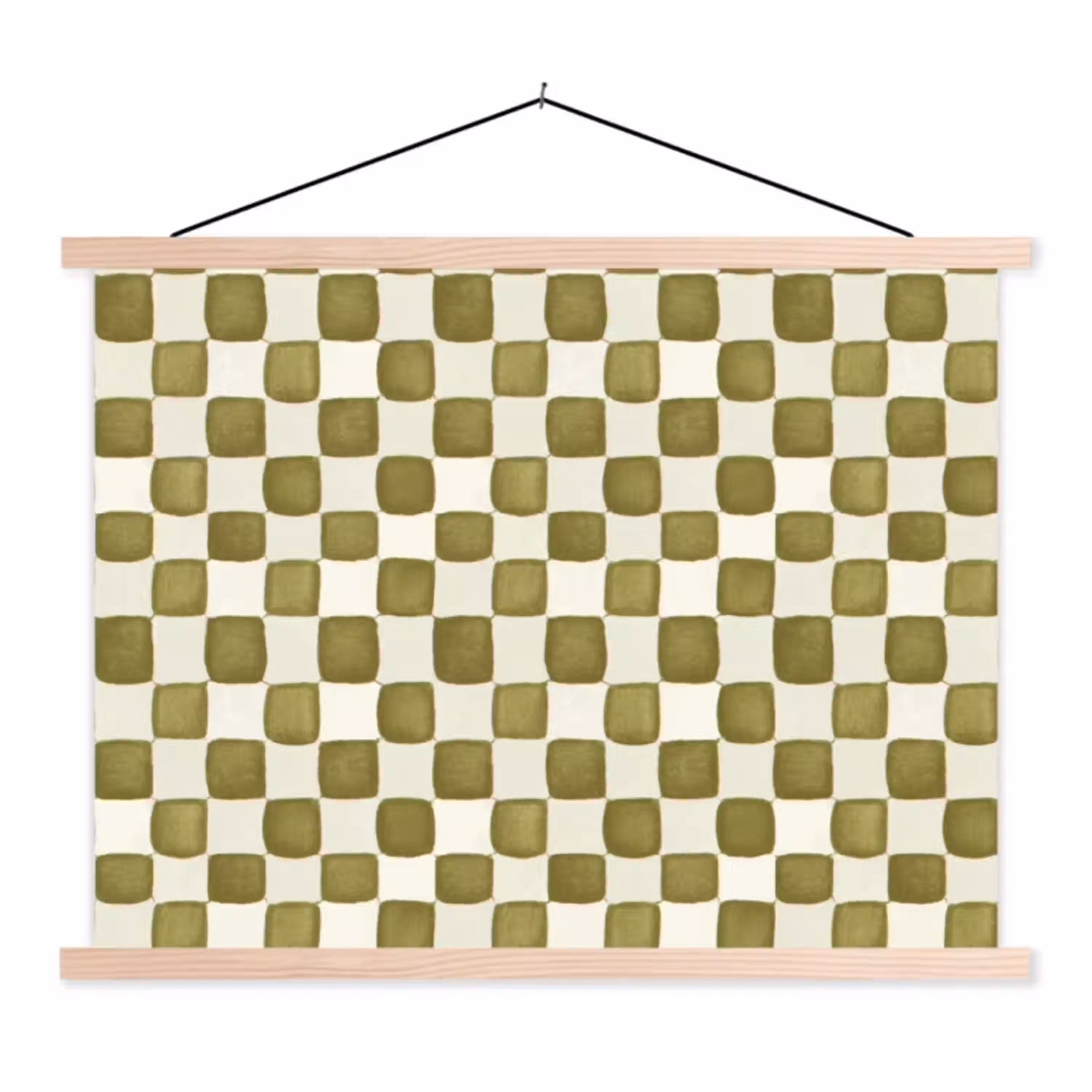Schaak - Patroon - Groen textielposter latten blank klein 122 -3d