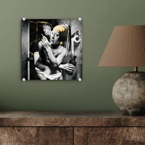 Marmerlook - Meisje met de parel - Sigaretten - Toilet - Goud - Kunst - Oude meesters plexiglas 5mm klein -sfeer3