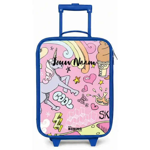 Unicorn doodles Kinderkoffer - Blauw klein -zz3dotto