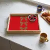 Strikken - Panterprint - Rood Dienblad Rechthoek middel -sfeer2
