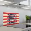 Sardines - Rood en beige strepen keuken achterwand spatscherm klein -3d_schuin