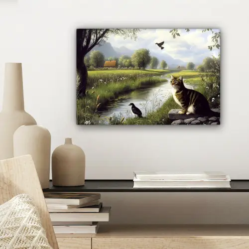 Kat - Beekje - Weide canvas 2cm klein -sfeer6