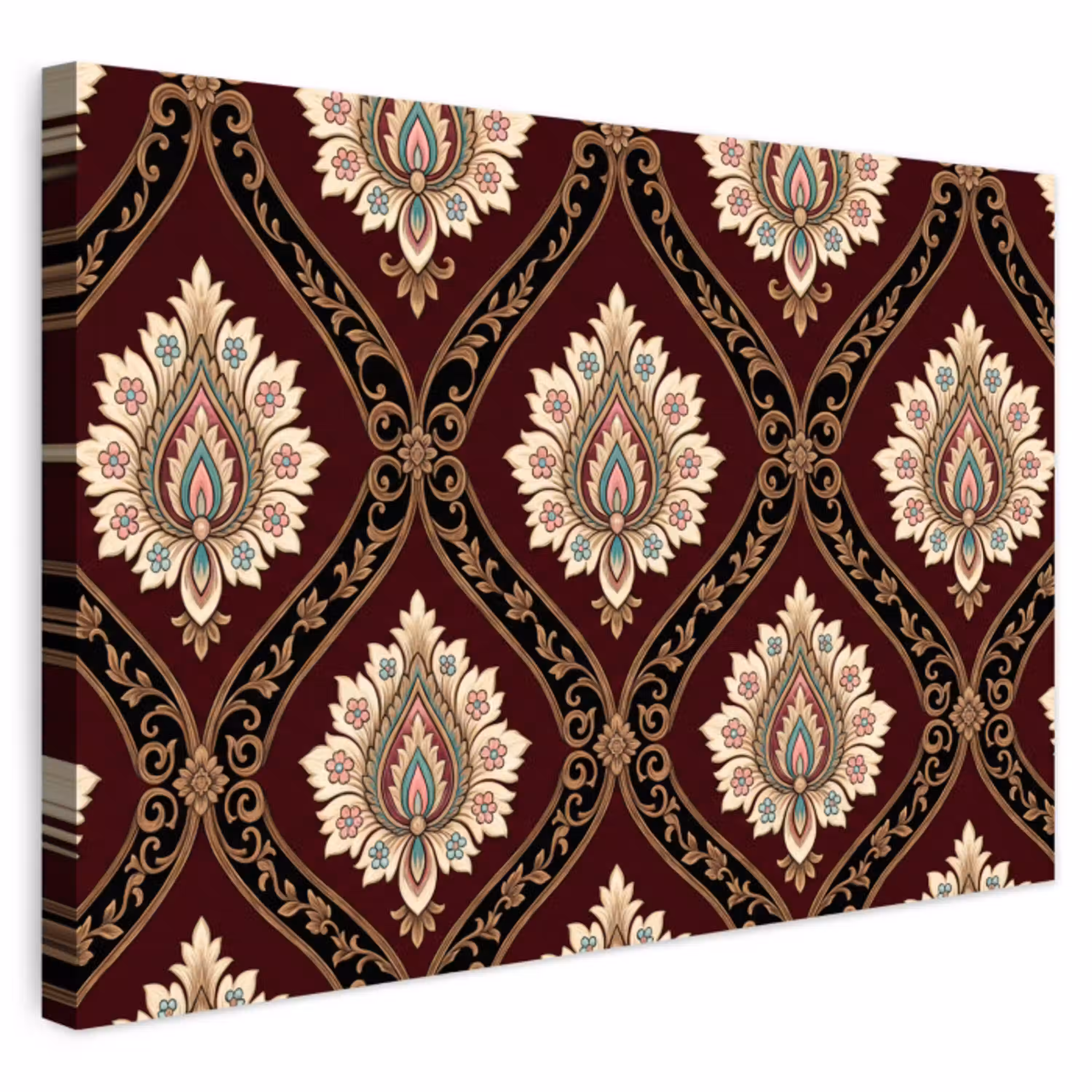 Patroon - Bloemmotief - Decoratie - Klassiek - Rood Tuinposter op houten frame 2 cm dik klein -3d