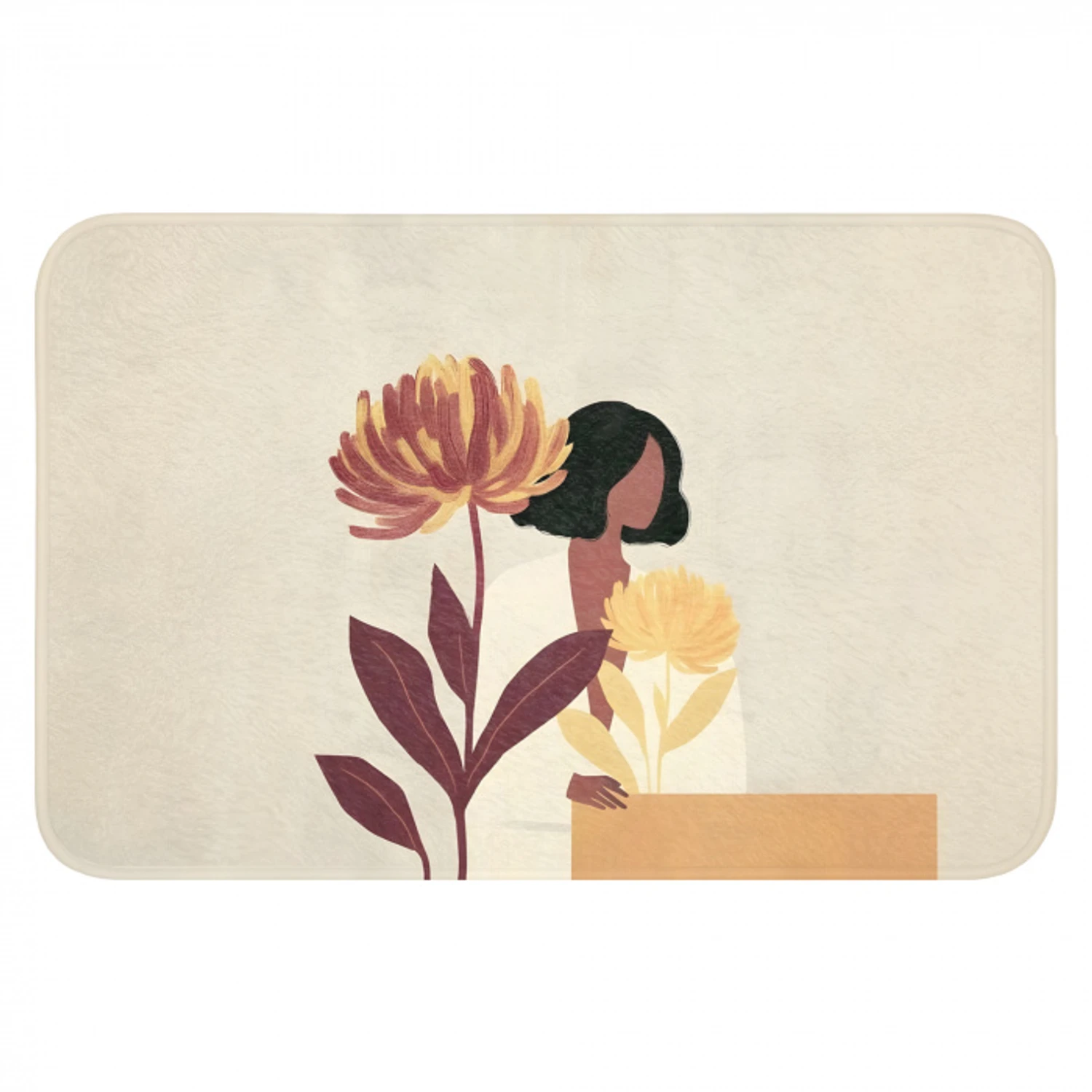 Vrouw - Minimalistisch - Bloem Badmat klein -3d