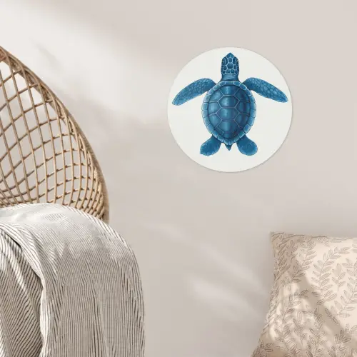 Schildpad - Blauw - Schild Wandcirkel behangsticker klein -sfeer4