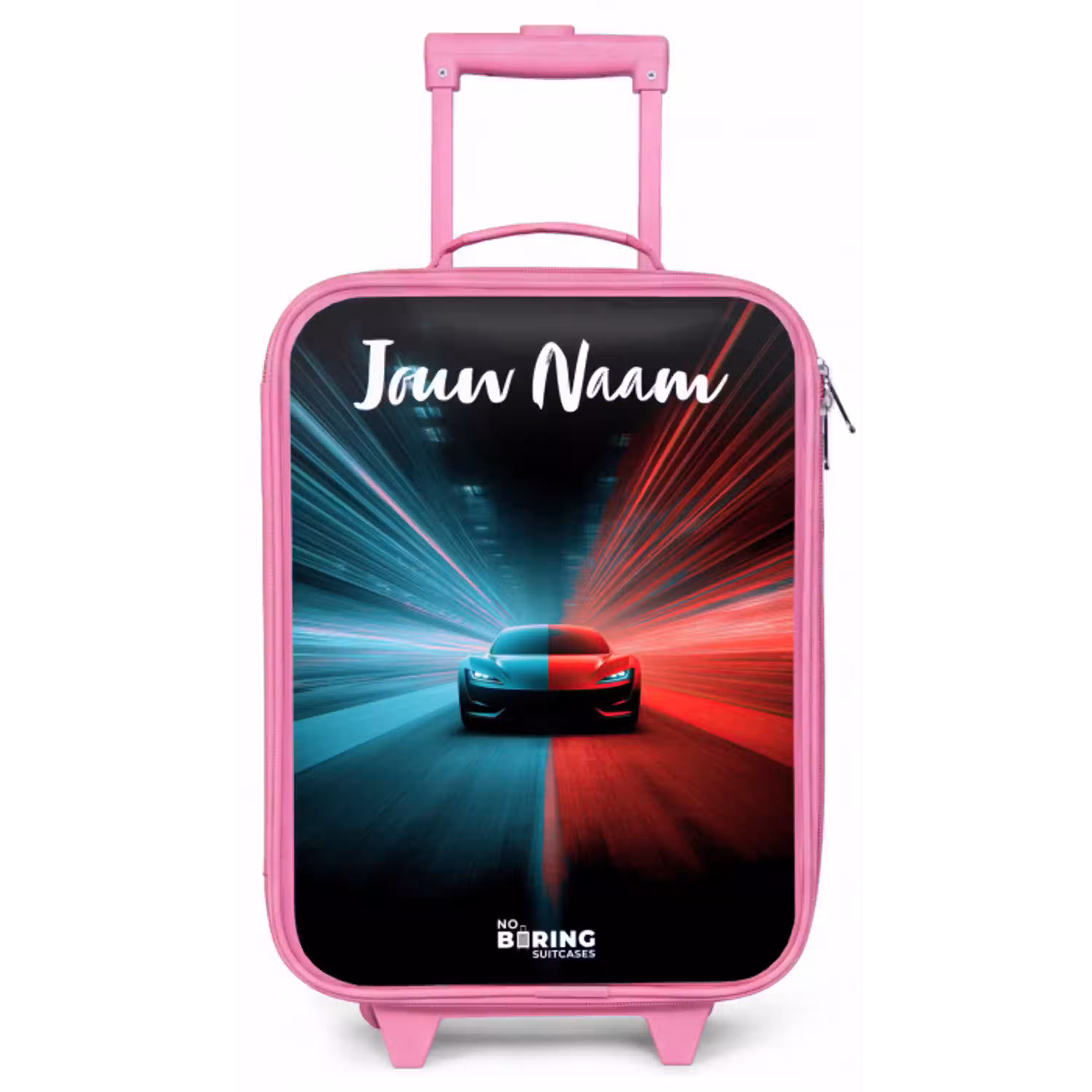 Sportauto - Blauw - Neon - Stad Kinderkoffer - Roze klein -zz3dotto