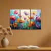 Bloemen - Kleurrijk - Abstract - Natuur Canvas - Meerluiken 3 luik klein -sfeer5