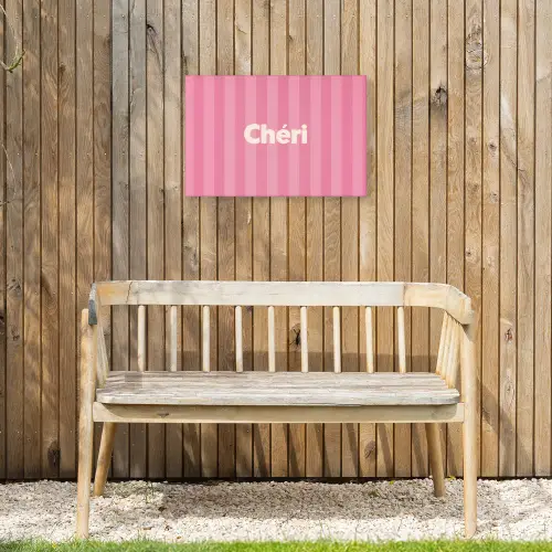 Gestreept - Roze - Chéri Tuinposter op houten frame 2 cm dik klein -sfeer4
