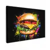 Hamburger - Graffiti - Verf - Kleurrijk - Eten - Abstract Tuinposter op houten frame 2 cm dik klein -3d