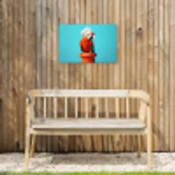 Ara - Koksmuts - Sokkel - Grappig Tuinposter op houten frame 2 cm dik klein -sfeer4