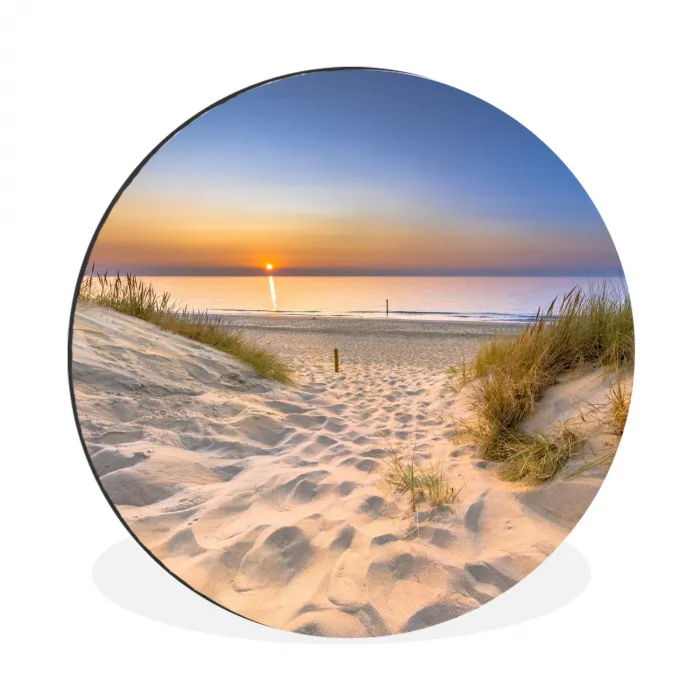 Duin - Zonsondergang - Horizon - Strand - Gras Wandcirkel aluminium klein -3d