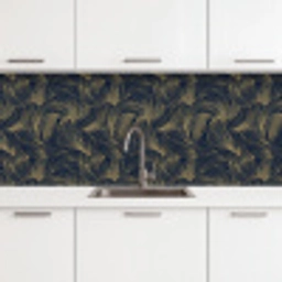 Abstract - Lijnen - Blauw - Goud keuken achterwand 2 middel 871 -3d