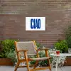 Ciao - Blauw - Stippen Tuinposter op houten frame 2 cm dik klein -sfeer3