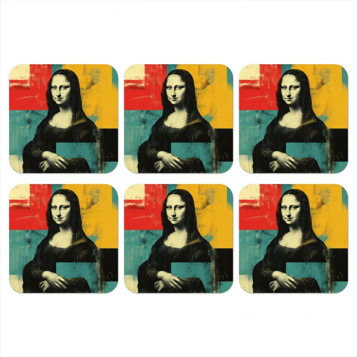 Vrouw - Kleurvlakken - Klassieke schilderkunst onderzetter kurk middel -3d