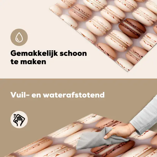 Macarons - Beige - Bruin Inductie beschemer met haakjes klein -ky-schoon-nl