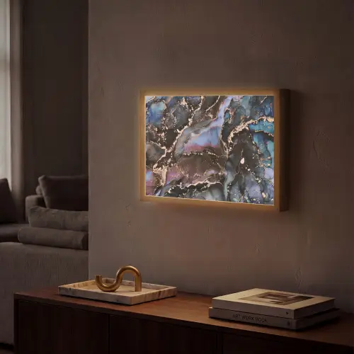 Marmer - Goud - Rosé Light Box met batterij (Wandlamp) middel -sfeer1