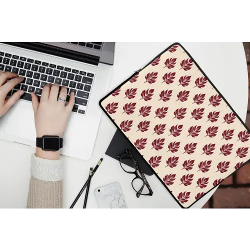 Botanisch - Patroon - Bordeaux laptophoes neopreen klein 279 -bureau