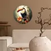 Toekan - Vogel - Bloemen - Planten Wandcirkel kunststof plaat 5mm dik klein -sfeer1