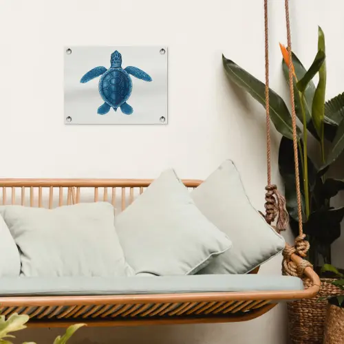 Schildpad - Blauw - Schild tuinposter los doek klein -sfeer7