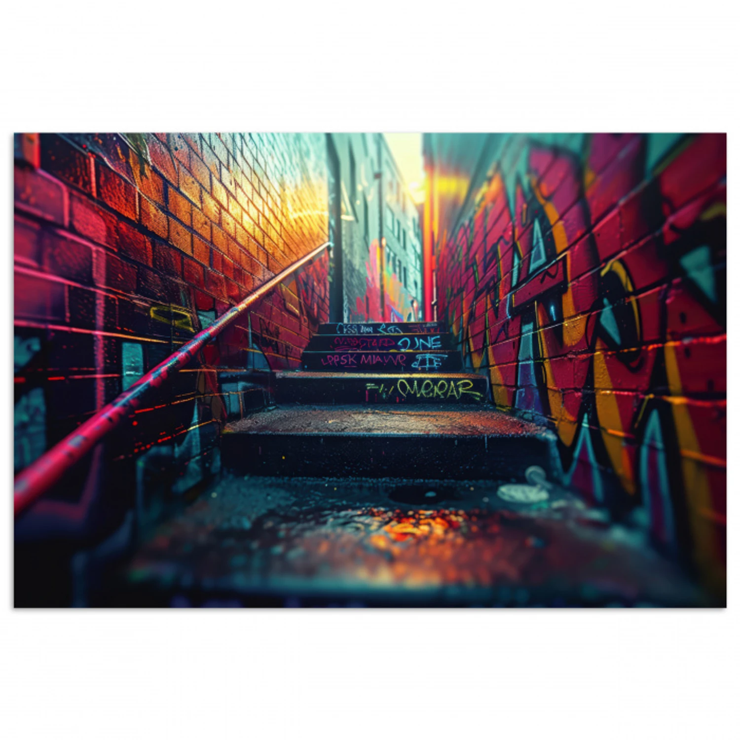 Architectuur - Neon - Trap - Graffiti poster papier klein -3d