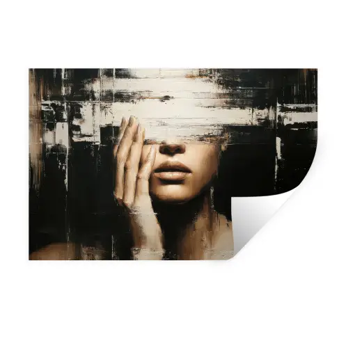 Hand - Gezicht - Strepen - Abstract Muursticker klein -3d