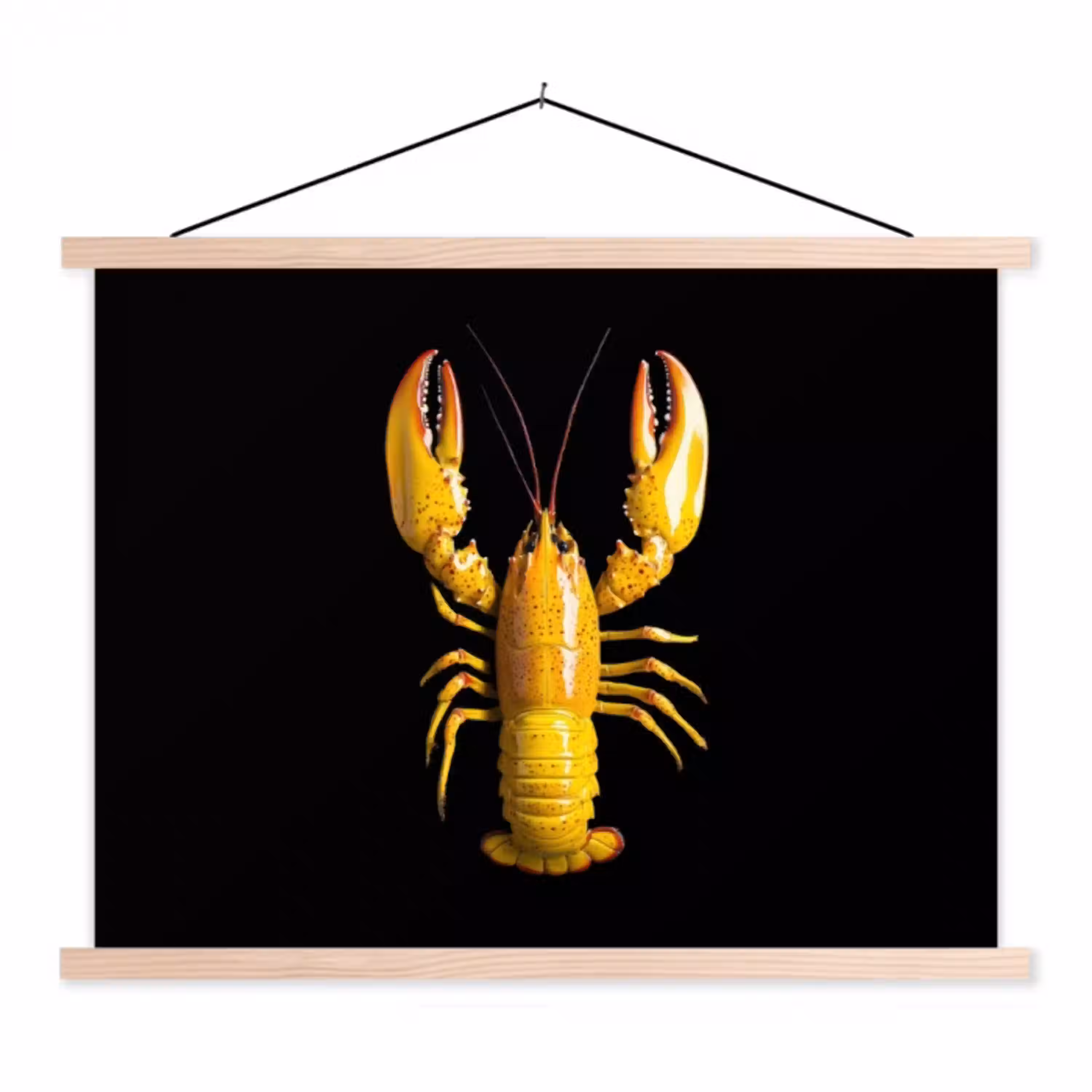 Kreeft - Geel - Stippen - Effen textielposter latten blank klein -3d