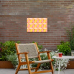 Kleurrijk - Ruitpatroon - Bladvormen Tuinposter op houten frame 2 cm dik klein 845 -sfeer3