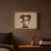 Vrouw - Beige - Bloem - Modern - Portret Light Box met batterij (Wandlamp) middel -sfeer4