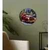 Kersttruck - Sneeuwbos - Rood Wandcirkel kunststof plaat 5mm dik klein -sfeer3