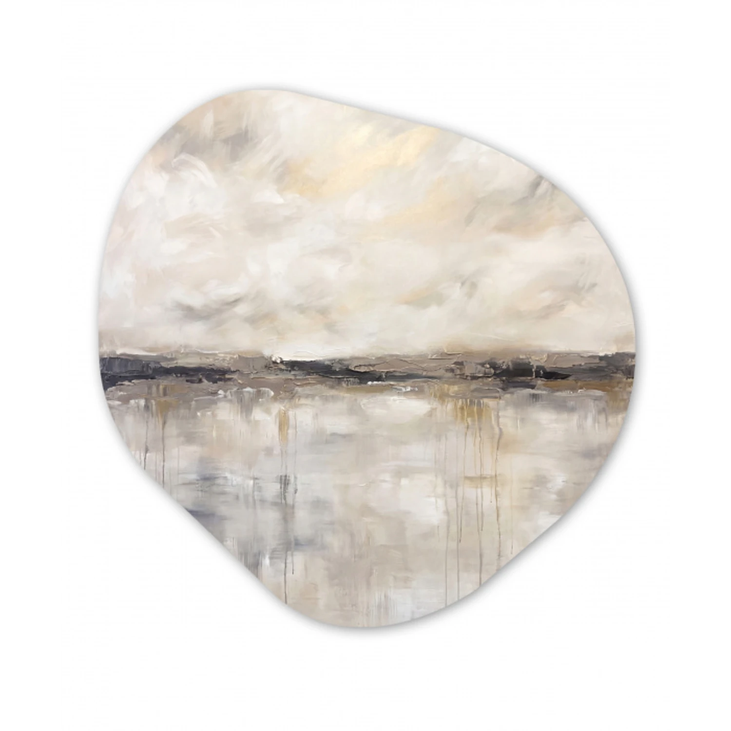 Landschap - Horizon - Natuur - Abstract - Neutraal Wandcirkel Organisch Aluminium middel -3d