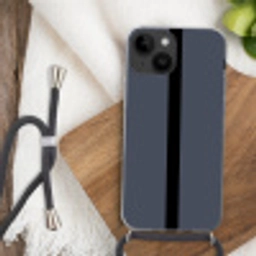 Blauw - Zwart - Streep - Minimalistisch Crossbody Case iPhone 14 middel -sfeer4