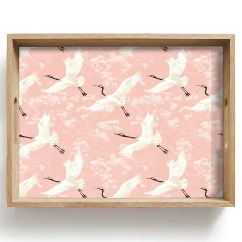 Kraanvogels - Bloesem - Roze Dienblad Rechthoek middel 911 -z3d_shopping