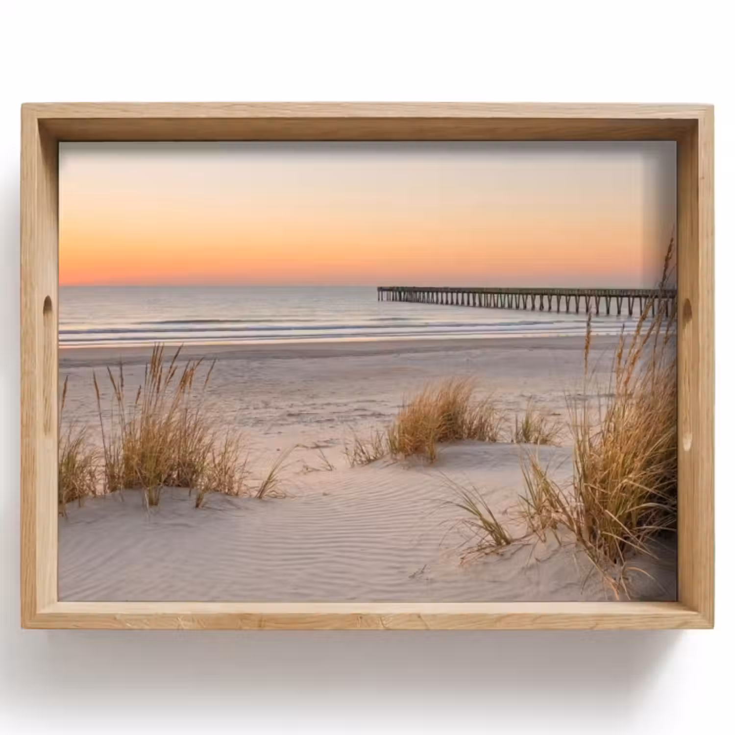 Dienblad - Pier - Zonsondergang - Strand