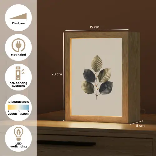 Beukenbladeren - Bruin - Groen - neutraal Light Box met kabel (Tafellamp) klein -USP_NL