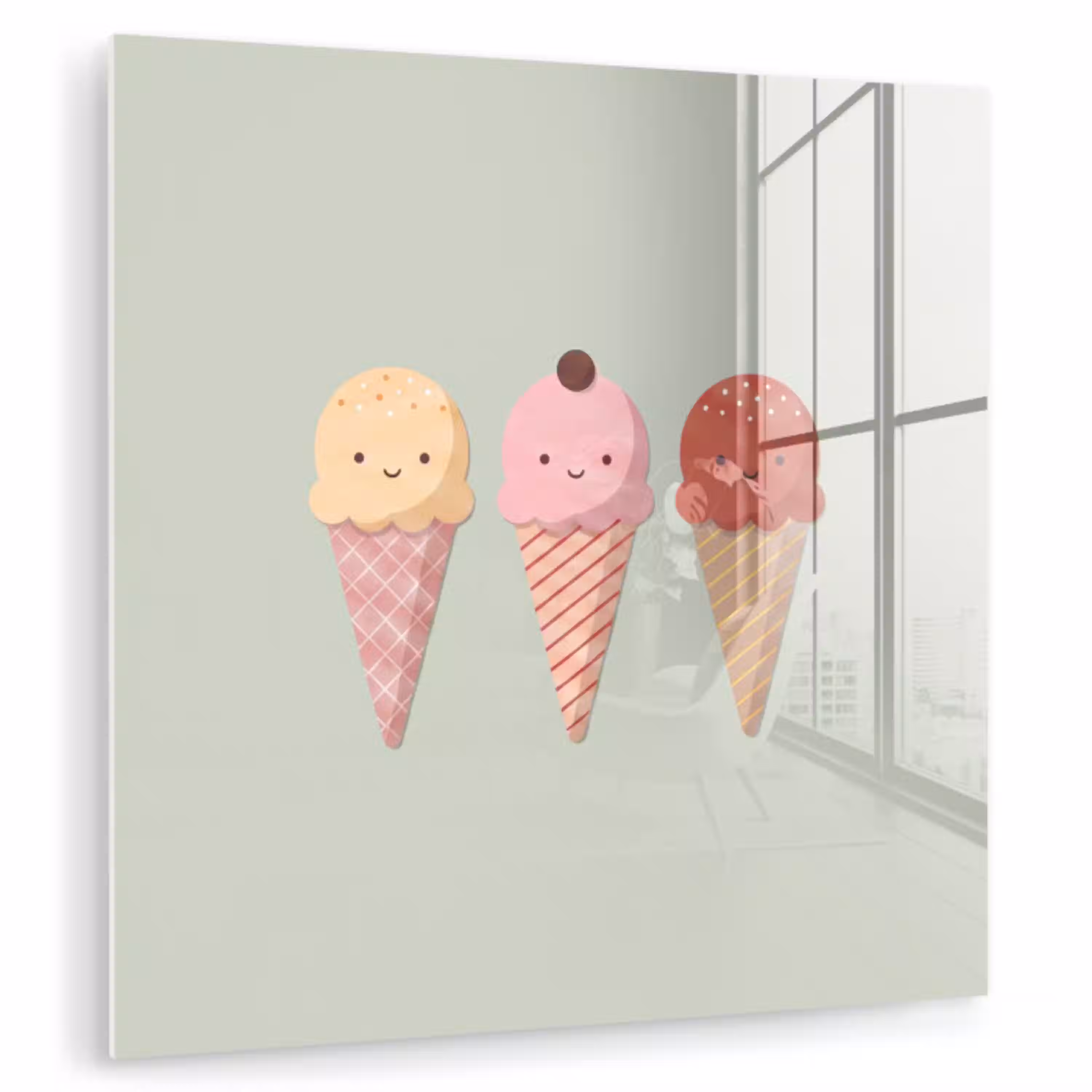 IJs - Hoorntjes - Eten - Illustratie - Vrolijk plexiglas 5mm klein -zzzproduct_nieuw