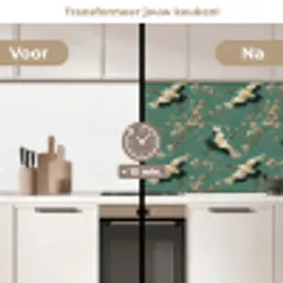 Kersenbloesem - Kraamvogels - Groen keuken achterwand 2 middel 871 -voor-na2_NL