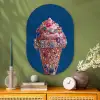 Ijsje - Hoorntje - Steentjes - Blauw Wandcirkel Ovaal Glas middel -sfeer2