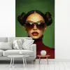 Vrouw - Groen - Bril - Aesthetic - Modern fotobehang vinyl groot -woonkamer