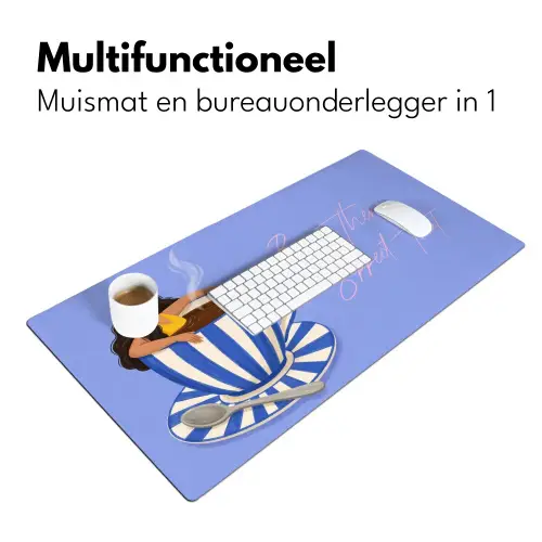 Mok - Koffie - Vrouw - Paars Muismat XXL klein -sfeer4