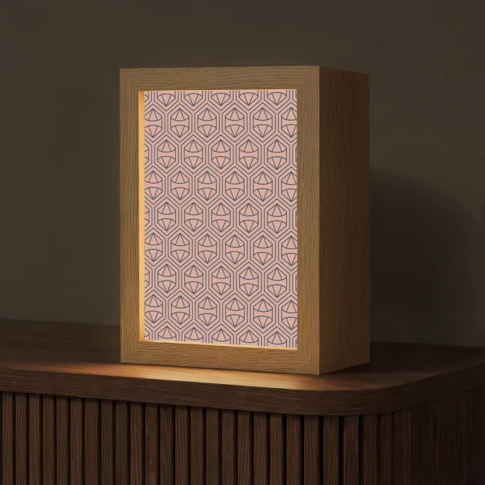 Donkerblauw - Roze - Patroom - Symmetrisch Light Box met kabel (Tafellamp) klein 925 -z3d_website