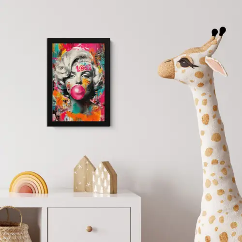 Vrouw - Kauwgom - Graffiti - Neonkleuren fotolijst zwart zonder passe partout klein -usfeer4_kinderkamer