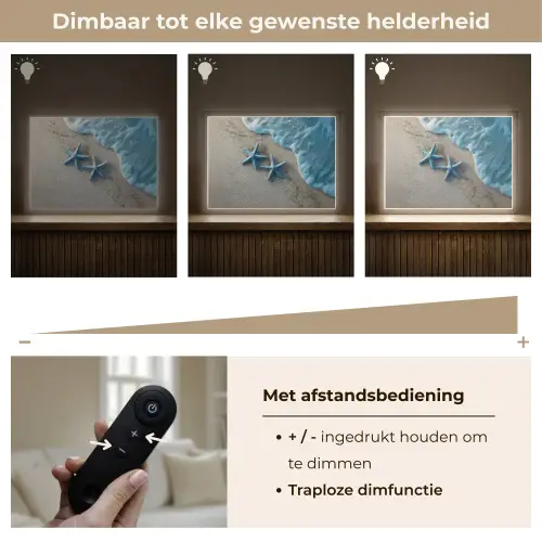 Zeesterren - Zand - Zee - Blauw Light Box met batterij (Wandlamp) middel -USP_dimbaarNL