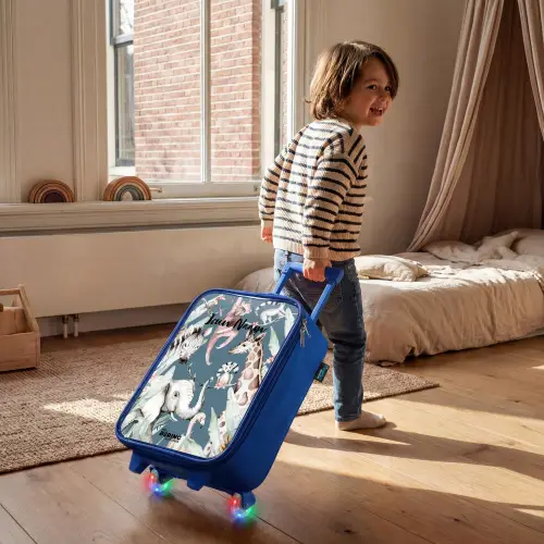 Jungle Dierenfeest Kinderkoffer - Blauw klein -sfeer1