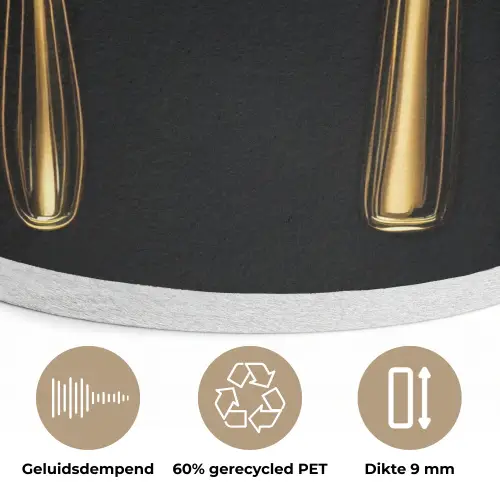 Bestek - Goud - Mes - Vork Akoestische PET Vilt - Rond klein -closeup_NL